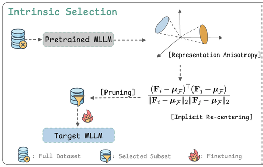 PRISM: Self-Pruning Intrinsic Selection Method for Training-Free Multimodal Data Selection